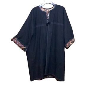 Kimono Style Black Lined Cotton Jacket. 1X